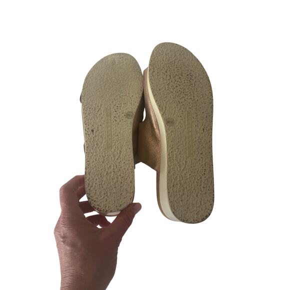 Lucky Brand Genuine Leather Pink Pearl Shimmer Slip On Sandal Women Size 10 - Picture 3 of 8